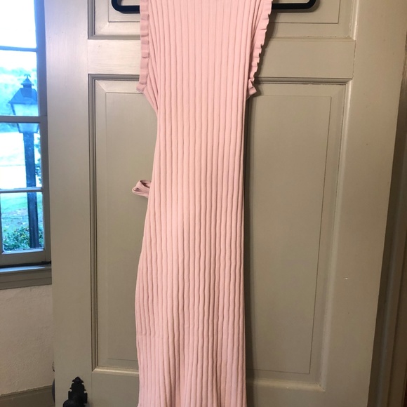 MILLY Ruffle-trimmed ribbed-knit wrap dress - Picture 5 of 5